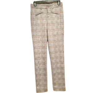 Motion Athleisure Gingham Plaid Pattern Pants High Waisted Straight Leg Size 3